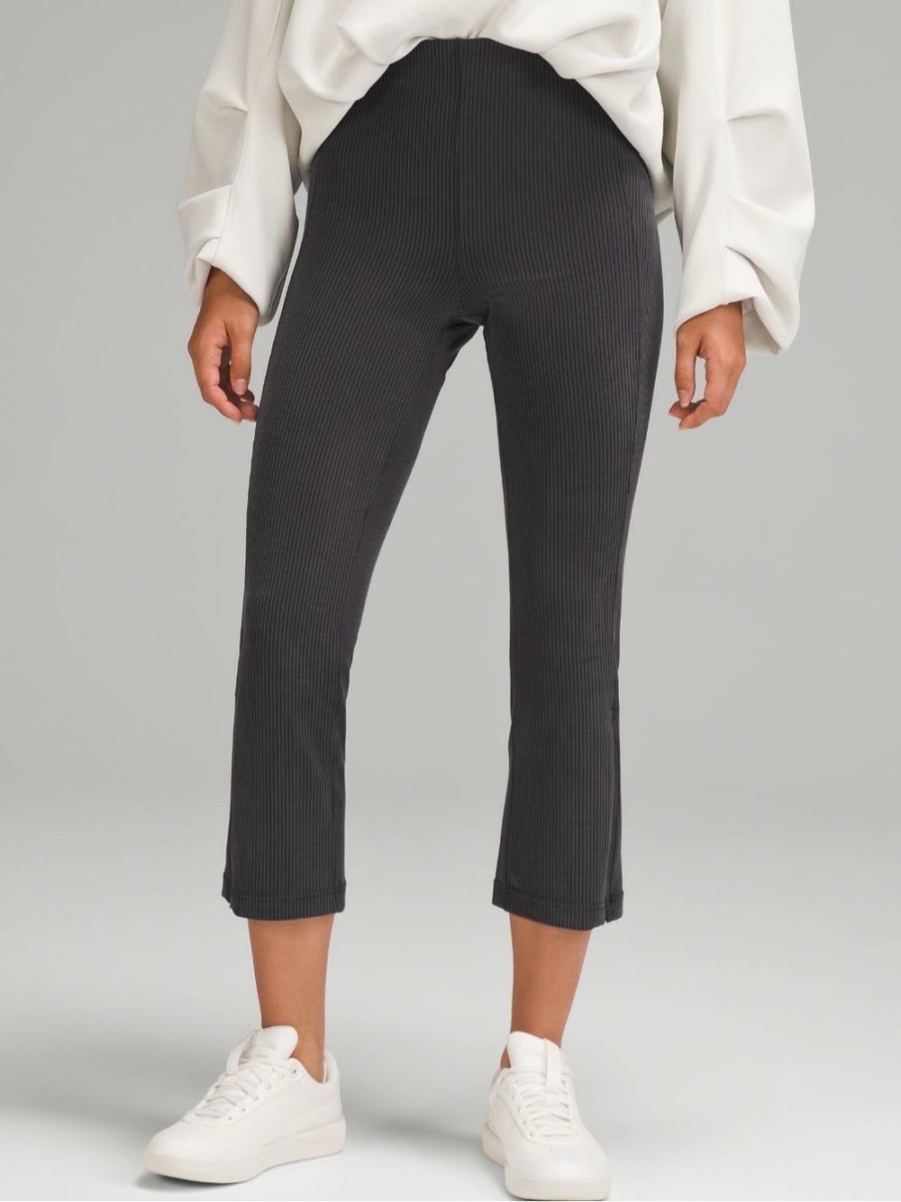 Lululemon Ribbed Softstreme Zip-Leg High-Rise Cropped Pant 25" in Black Size 8